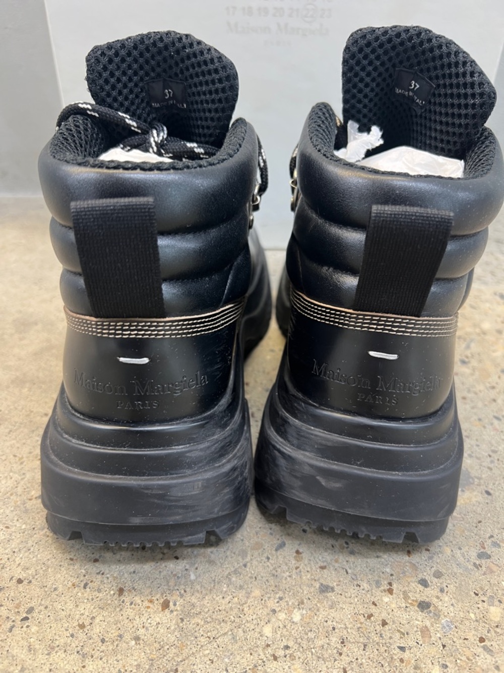 Maison Martin Margiela Black Leather Chunky Lace-Up Trail Boots - Picture 4 of 5